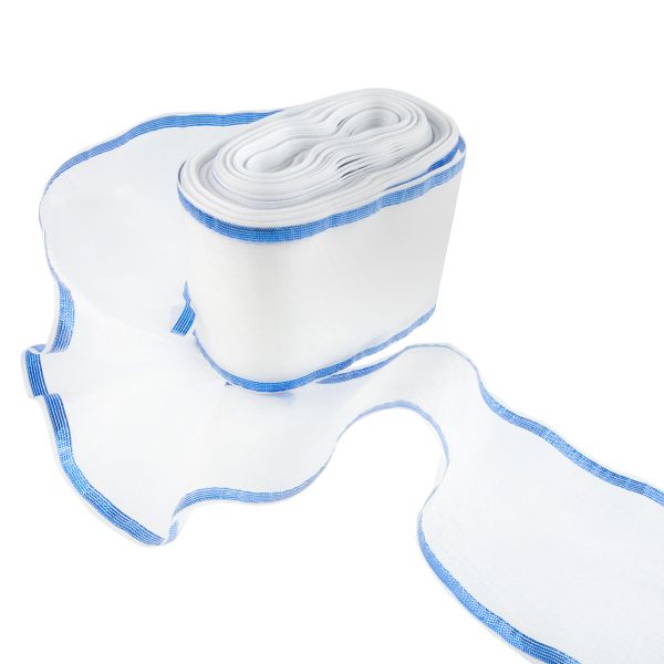 Лента капроновая для бантов 75 мм, / 25 метров, с метал. кромкой, белый/ синий, Gamma С 3502 с метал. кромкой