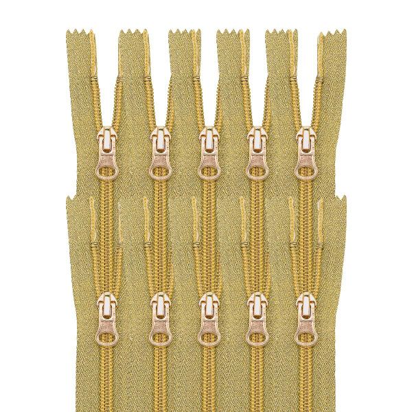 Молния спираль (витая) Т5 (5 мм) 1 зам., н/раз., 18 см, золото, 10 шт