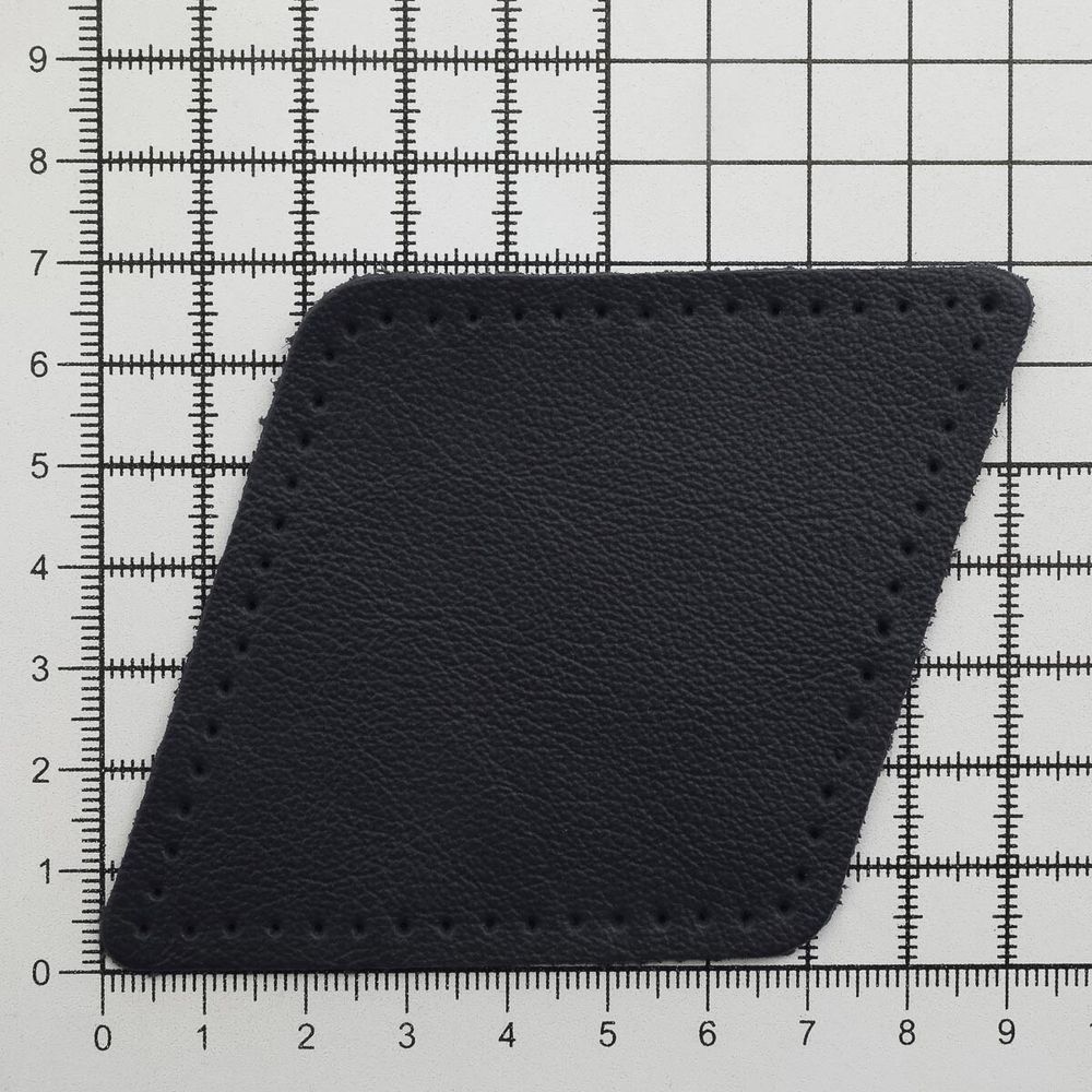 Заплатки пришивные из кожи, ромб 8х11,2см с перфорацией, 2 шт, 100% кожа, 05 темно-синий, 9125