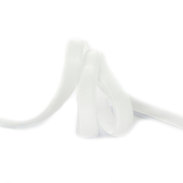 Лента бархатная (тесьма) 10.0 мм / 20±1 метров, нейлон, белый