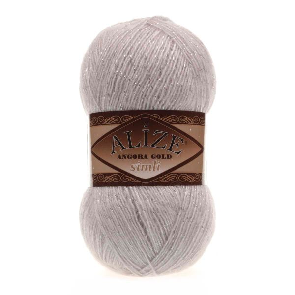 Пряжа Alize (Ализе) Angora Gold Simli / уп.5 мот. по 100 г, 500м, 168 белая зима A