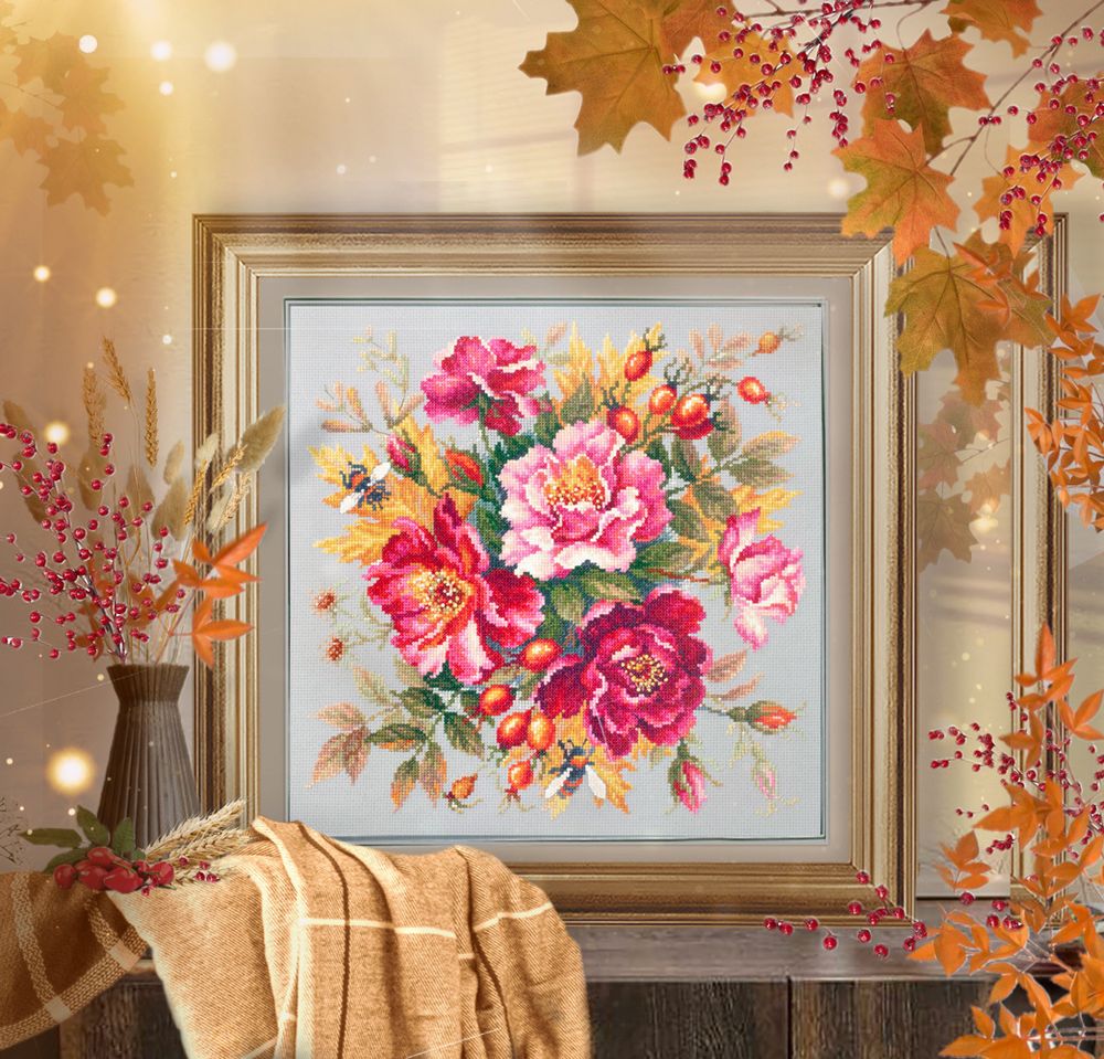 Набор для вышивания нитками Чудесная игла, Магия цветов. Шиповник, 30х30 см