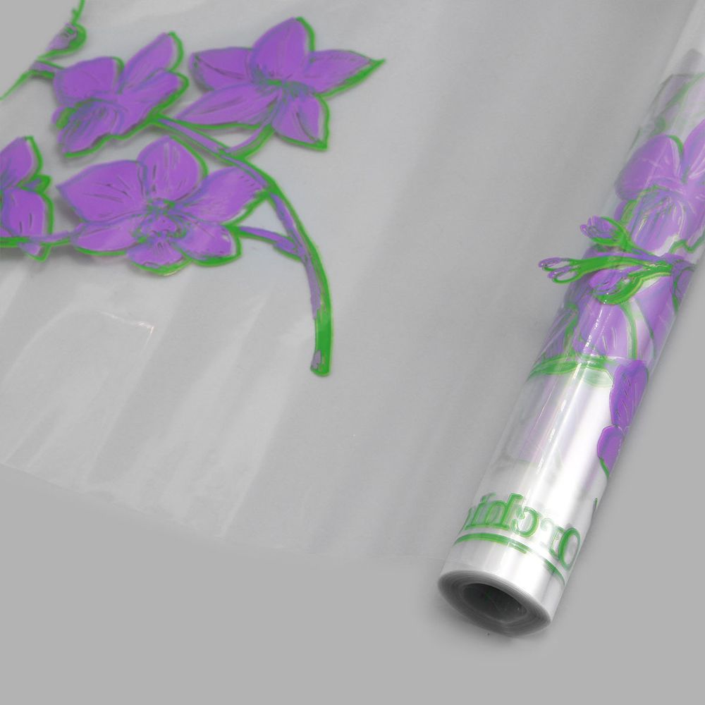 Пленка прозрачная с рисунком Орхидея сиреневая 70см / 9,14м ± 5%