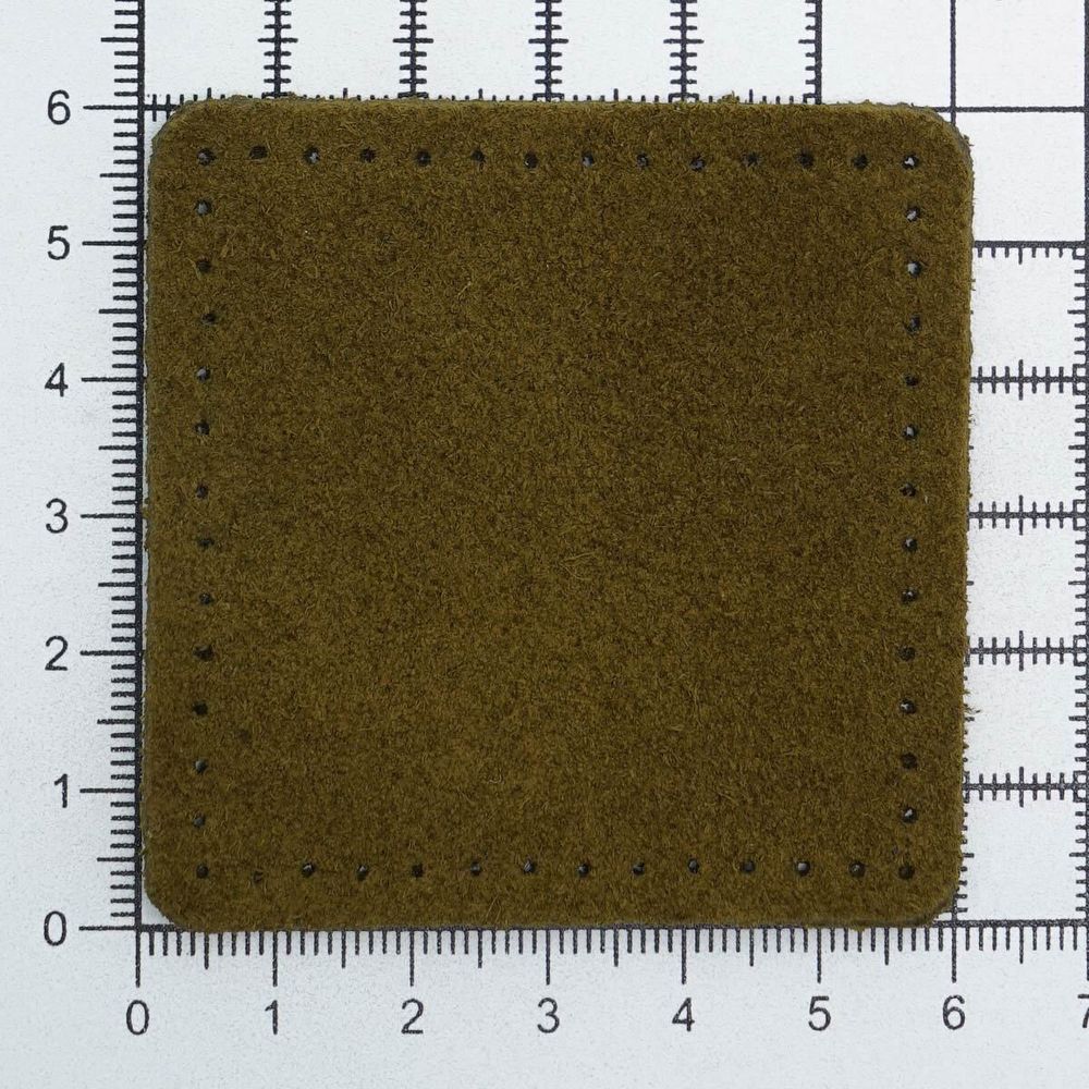 Заплатки пришивные из замши, квадрат 6см с перфорацией, 2 шт, 100% кожа, 33 хаки, 59112