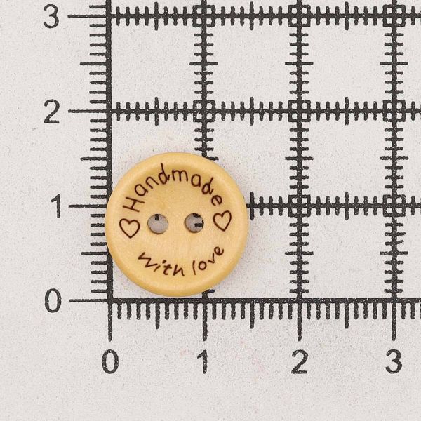 Пуговицы на 2 прокола Handmade with love 24L (15мм), дерево (Yellow (желтый)), W22, 36 шт