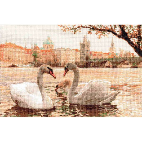 Набор для вышивания нитками Риолис, Лебеди. Прага, 45х30 см