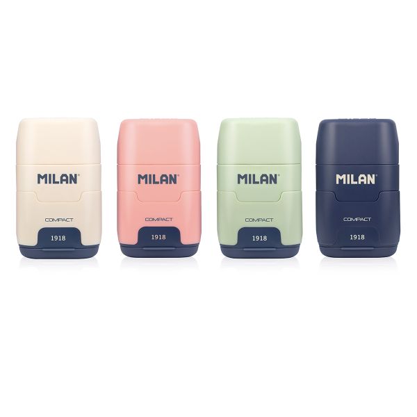 Точилка пластиковая Compact 1918 2 отверстия с ластиком 16 шт, Milan 4703116SNC