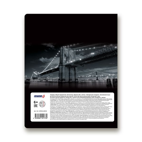 Тетрадь предметная Загадочная история A5+ 48 л. на скобе, белизна 100%, 10 шт, клетка, 48ТСК5/000184 Английский язык, Светоч