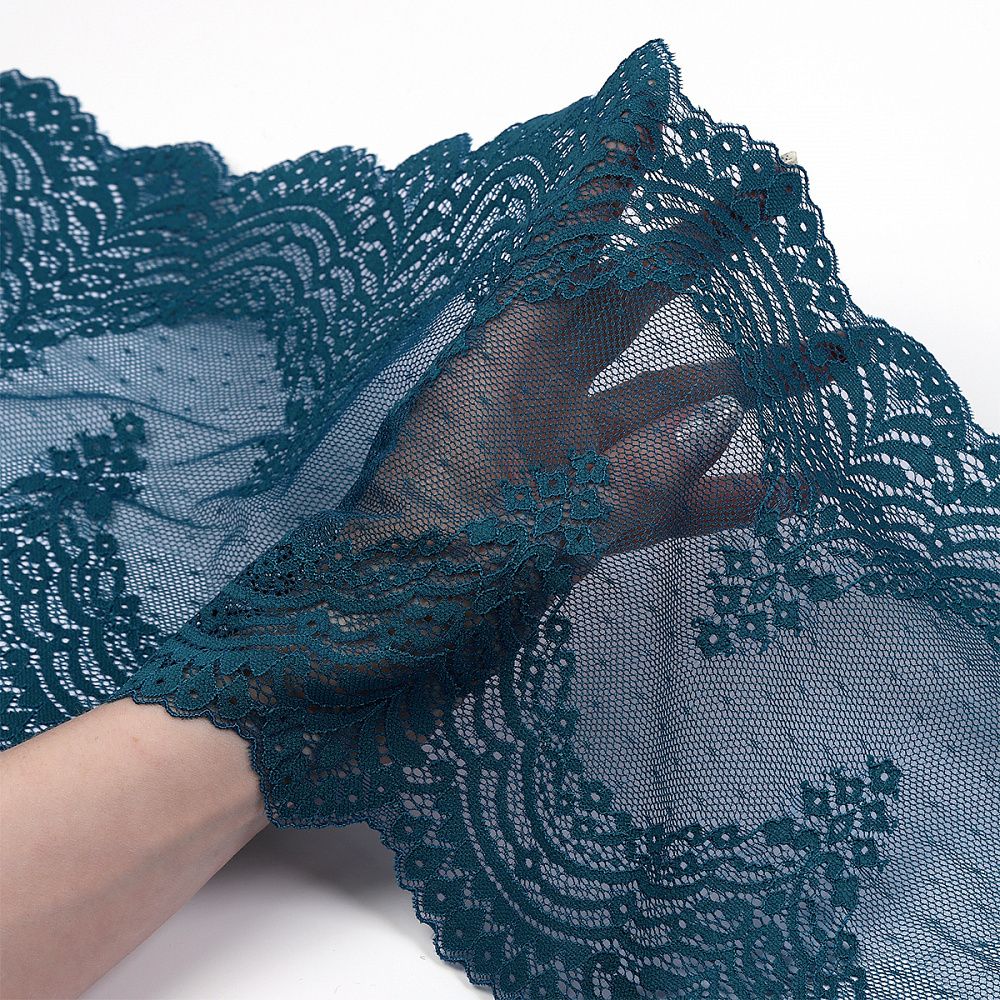 Кружево бельевое эластичное 230 мм / 3 м, 8036 цв.F222 изумрудно-синий, Kruzhevo