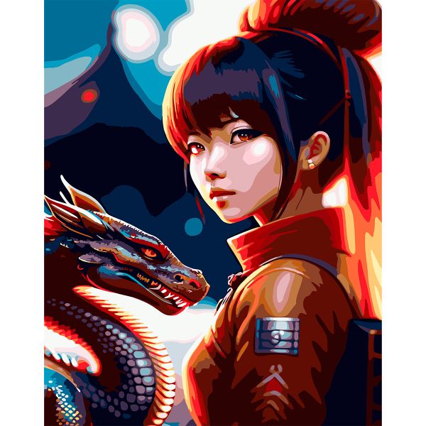 Картина по номерам Cristyle, Лунное путешествие с драконом, 40х50 см, 624471