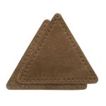 Заплатки пришивные из замши, треугольник равносторонний 8см с перфорацией, 2 шт, 100% кожа, 32 кэмел, 59126
