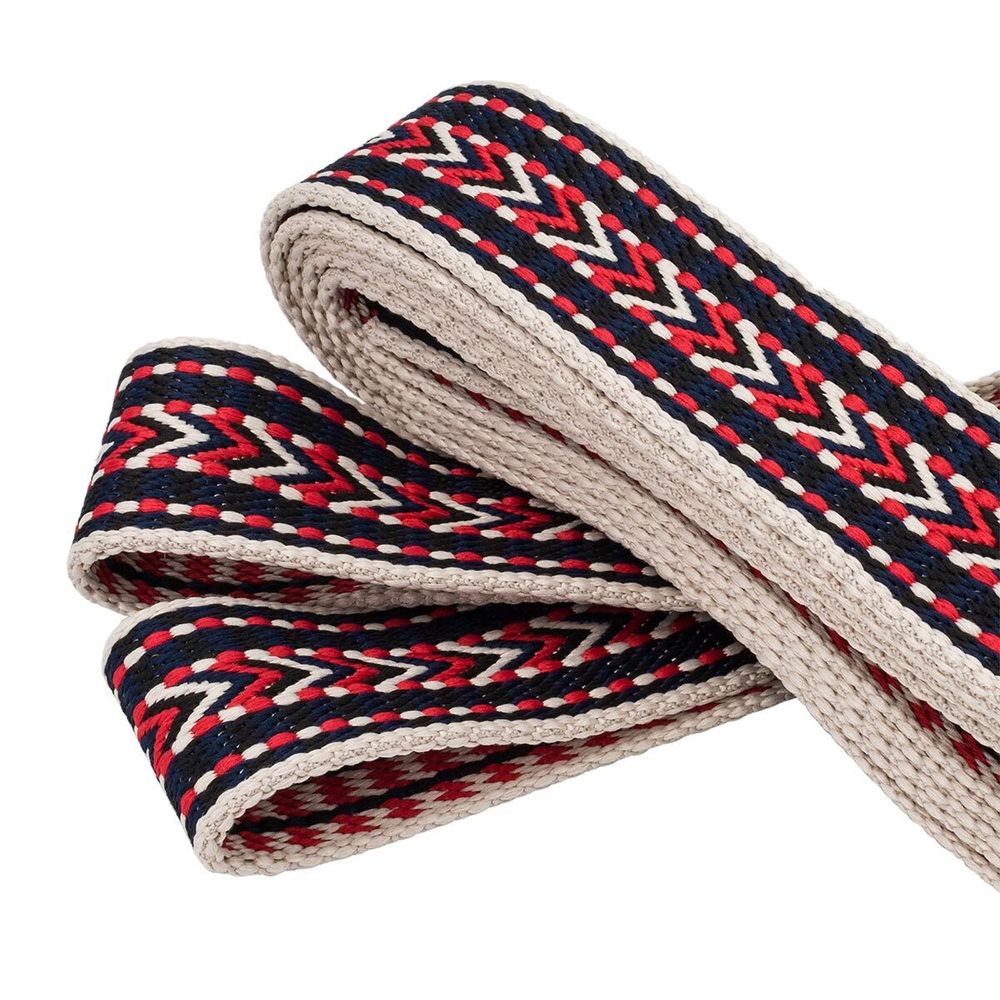 Стропа (ременная лента) 38 мм / 3 метра, [41.33 г/пог.м], с принтом, T0208 красный/т.синий/молочный, 3Al362