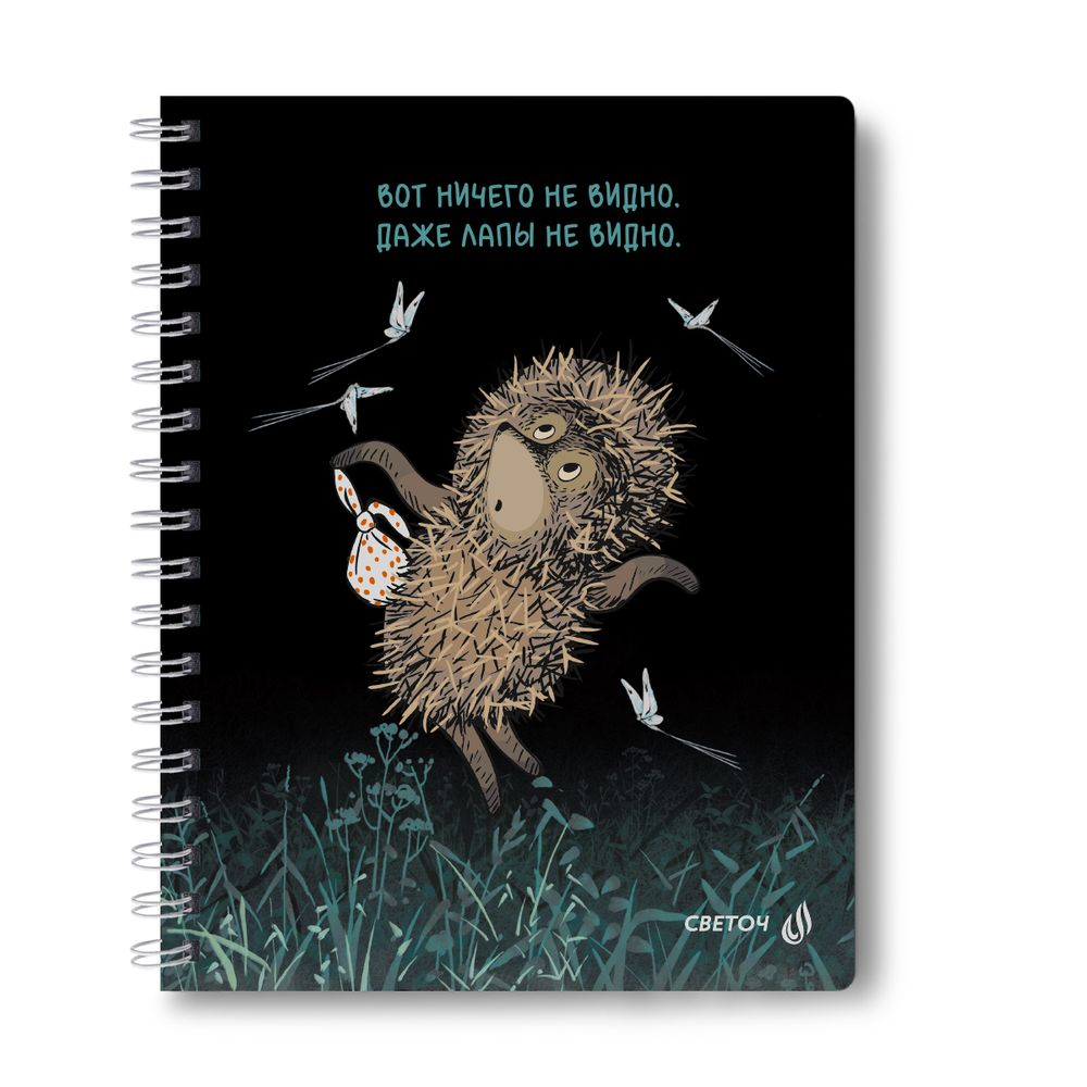 Тетрадь ученическая общая, выборочный УФ лак, (лицензия) A5 48 л. на гребне 65 г/м², белизна 100 %, 8 шт, клетка, 01173 Не такой уж колючий (Ёжик в тумане), Светоч Т105