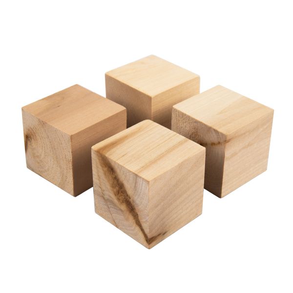 Заготовка деревянная брусок для творчества и резьбы липа 5х5х5 см, 4 шт, Mr.Carving БДЛТ-204