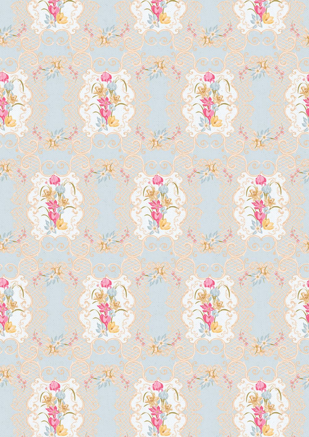 Ткань для пэчворка Peppy Весенний этюд, рулон 112 см / 5 метров, ВЭ-08 голубой, Peppy