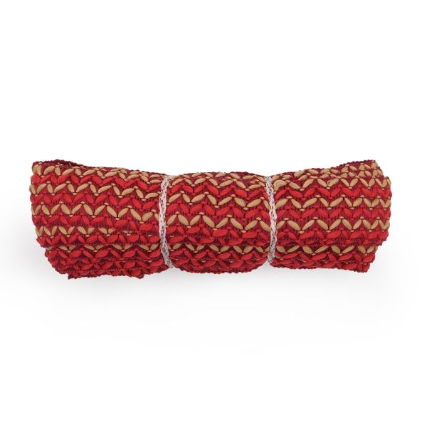 Тесьма отделочная вязаная 30 мм / 10м (8 бордо/красный/беж), С1443Г7