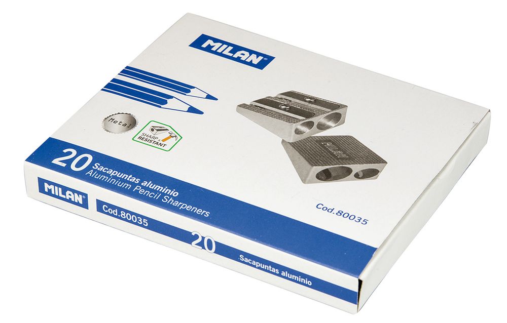 Точилка двойная алюминиевая, 20 шт, Milan 80035