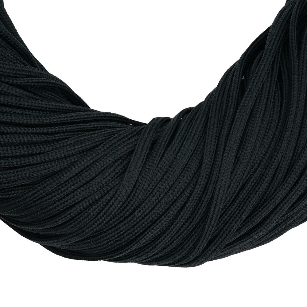 Шнур обувной плетеный ⌀6.0 мм / 100 метров, (диаметр ±1 мм), 005 черный