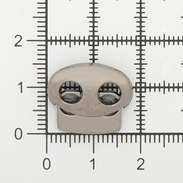 Фиксатор (зажим) для шнура металл плоский 2 отв. 17х15.5 мм, ⌀4,5 мм, металл (чер.никель), 20 шт