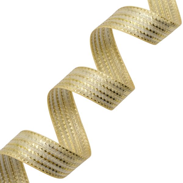 Лента декоративная подарочная 25.0 мм / 25±1 метров, рис.9015, 2 золото, С3687Г17 Стрела-25