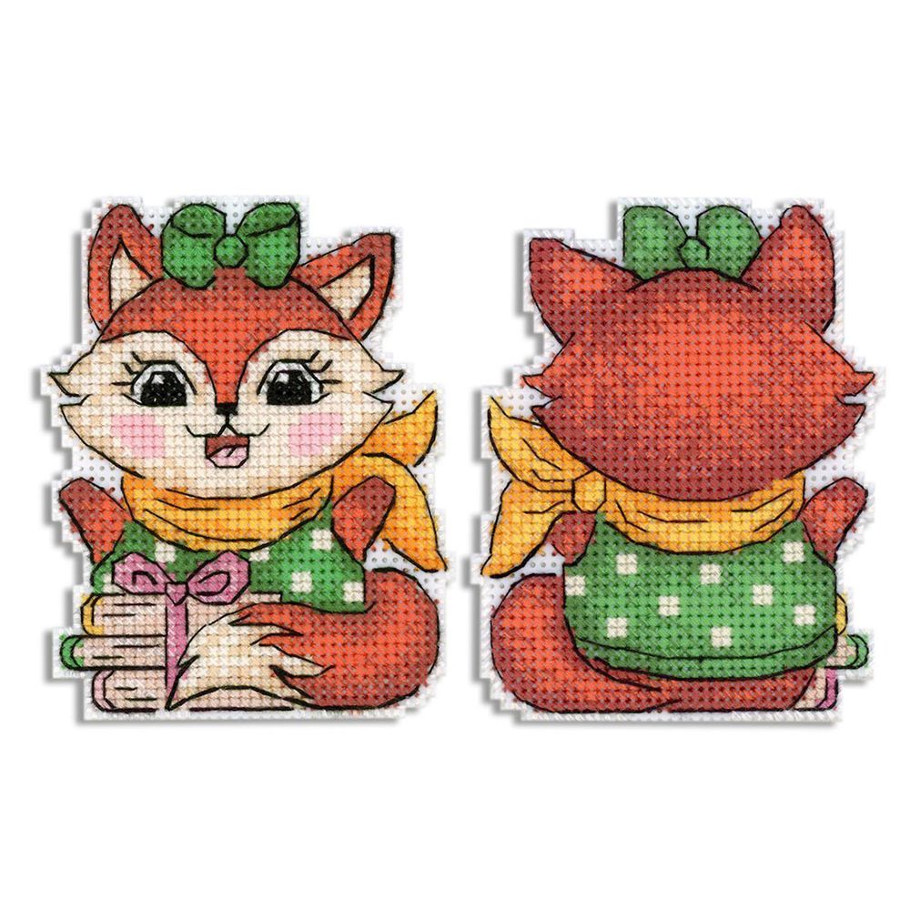 Набор для вышивания нитками МП Студия, на пластиковой канве Весёлая лисичка 9х7см