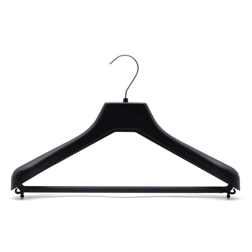 Вешалка пластиковая для верхней одежды и костюмов L-39см, h5,5см, с перекладиной, цв. черный, V39, 5 шт
