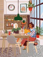 Картина по номерам Фрея, на картоне В кафе, 40х30 см