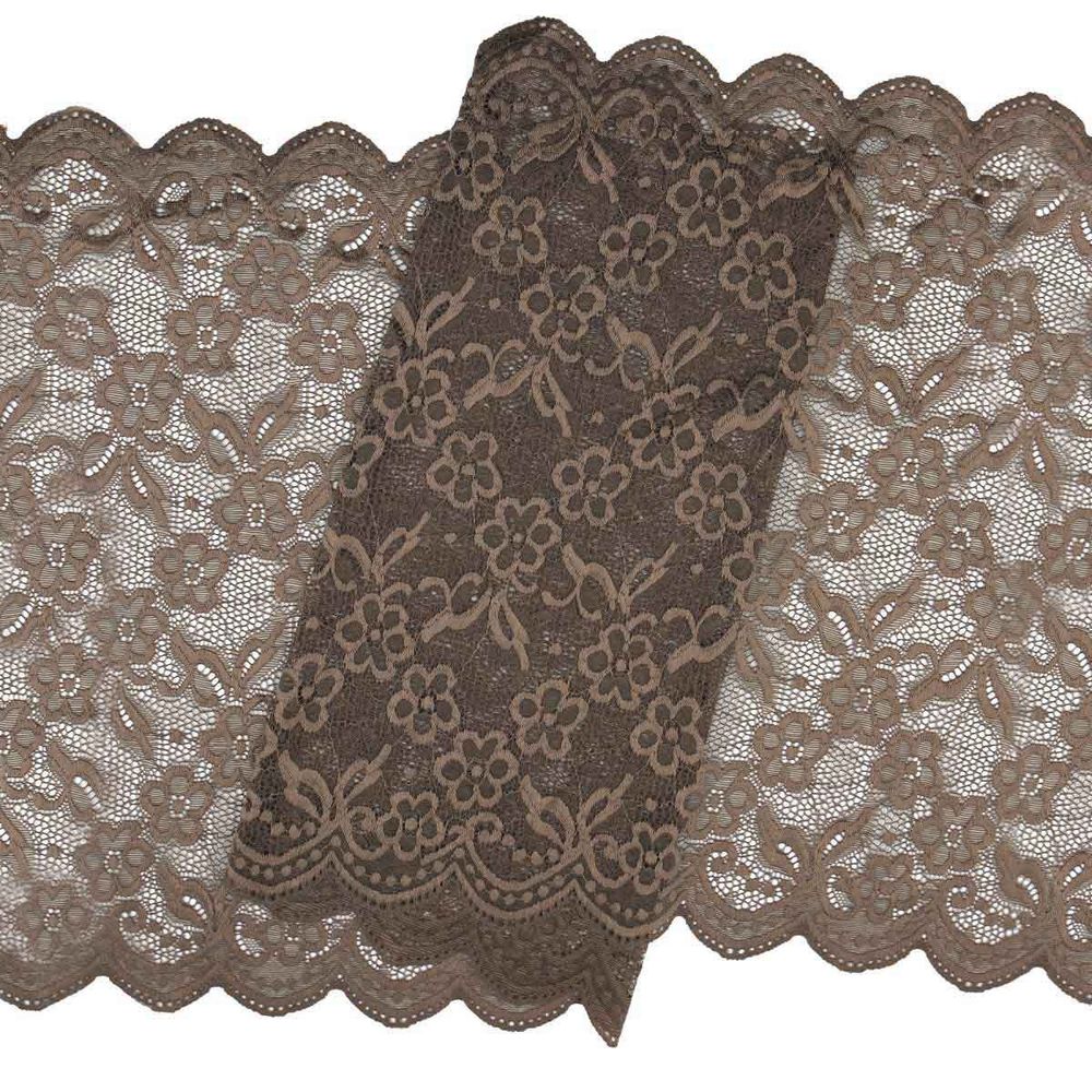 Кружево бельевое эластичное 400 мм / 13.72 м, цв. C072 шиншилла