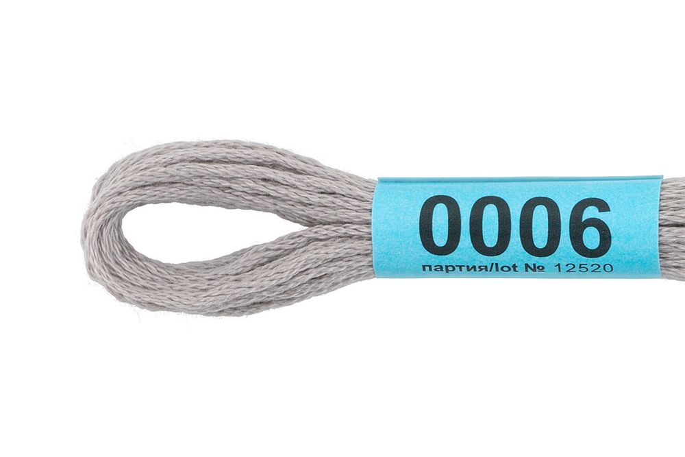 Мулине Gamma 100% хлопок, цв.0006 св.серый, 24 мотка по 8 метров