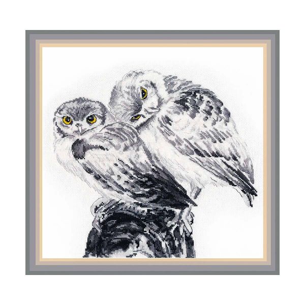 Набор для вышивания нитками Овен, Влюбленные совики 25х27см