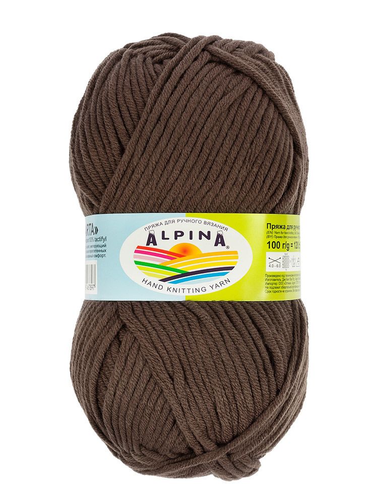 Пряжа Alpina Marta / уп.5 мот. по 100г, 120м, 032 коричневый