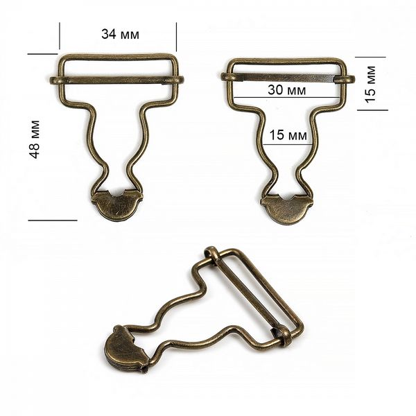 Застежка для комбинезона 30 мм, цв. антик, уп. 50 шт