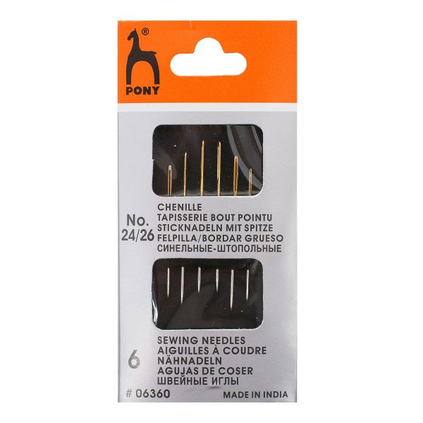 Иглы ручные для штопки №24/26, 6 шт, Pony