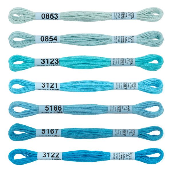 Мулине Gamma набор Спектр, цв.azure, 7 мотков по 8 метров