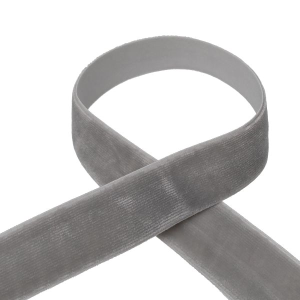 Лента бархатная (тесьма) эластичная 20.0 мм / 16.5±0.5 метра, №604 (16-5101) серый, Blitz VRE-20
