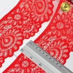 Кружево эластичное (стрейч) 90 мм, TBY.YSTL00839.N, SD163 красный, 25м, Kruzhevo