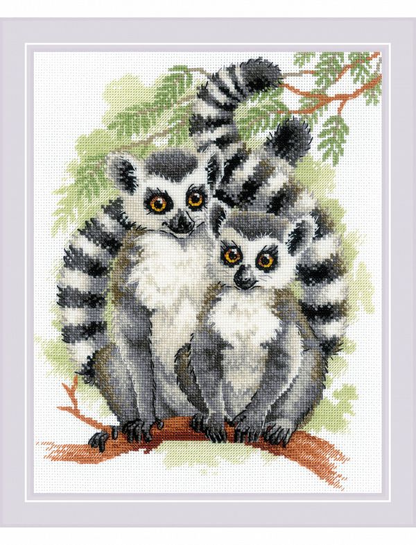 Набор для вышивания нитками Риолис 2196, Лемур Лямур, 24х30 см