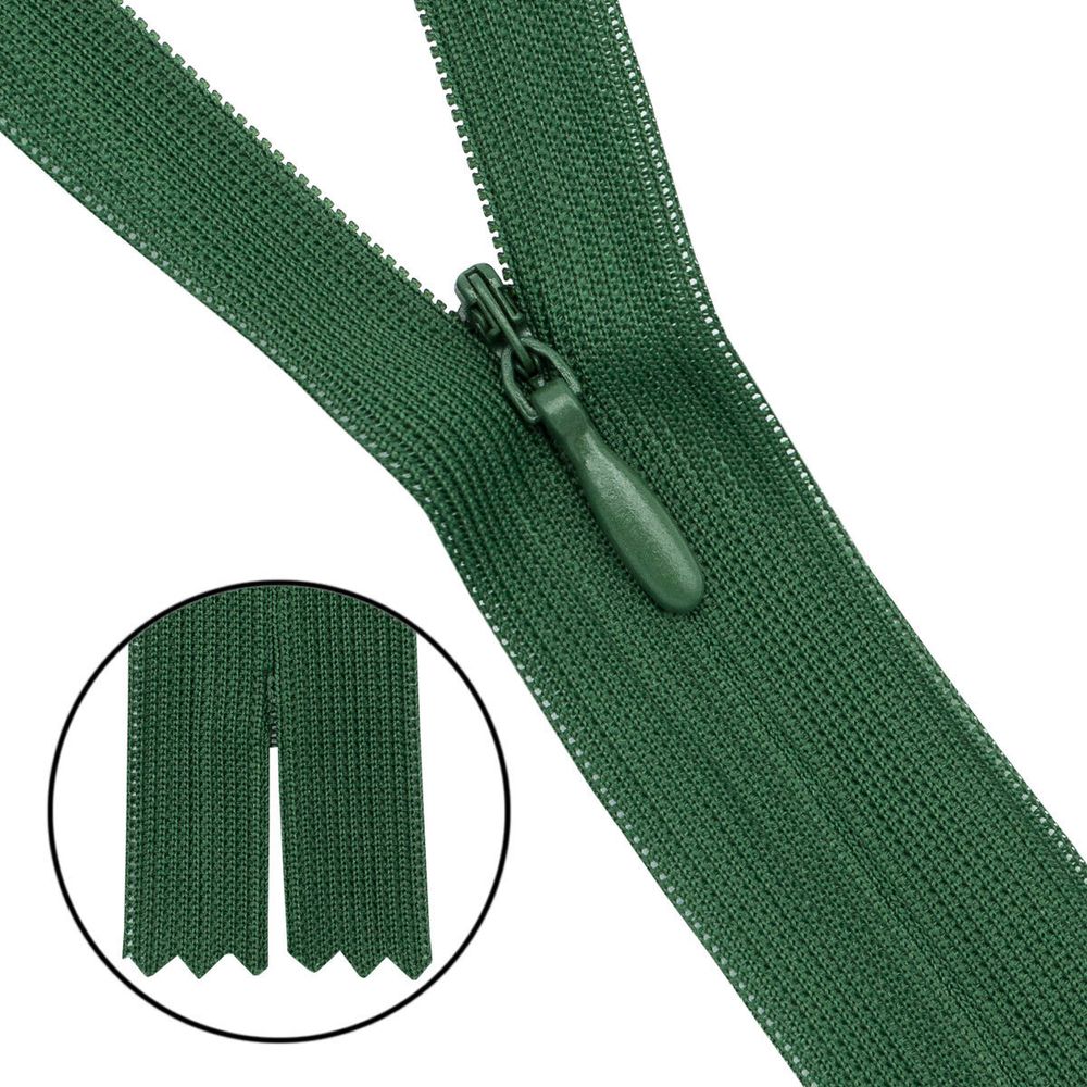 Молния потайная (скрытая) Т3 (3 мм) 1 зам., н/раз., 50 см, травян., нейлон, 31331 / 50, 10 шт