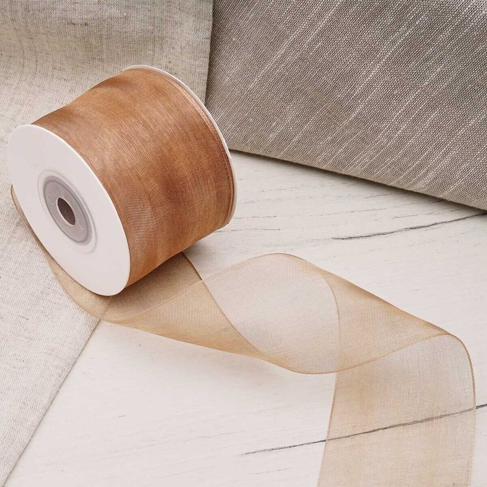 Лента капроновая (органза) 50.0 мм / 22.86±1 метров, 39 бежевый