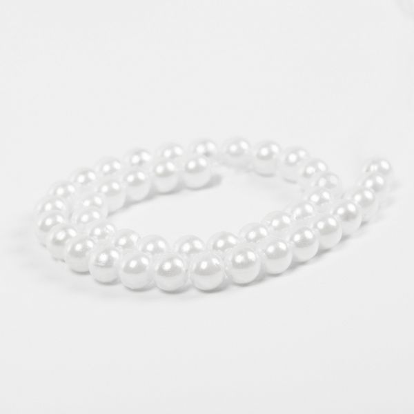 Бусины пластик (перламутр) ⌀8 мм, цв.033 белоснежный, уп.50г (213 шт), Magic4Hobby