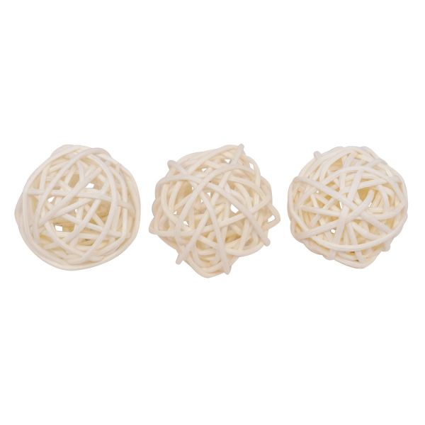 Шары декоративные из ротанга 3см, 24 штак, цв.W (белый), BH172AB