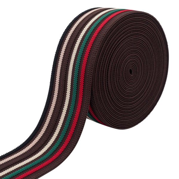 Резинка тканая 80.0 мм / 10 метров, РР-114, коричневый в полоску, 20331