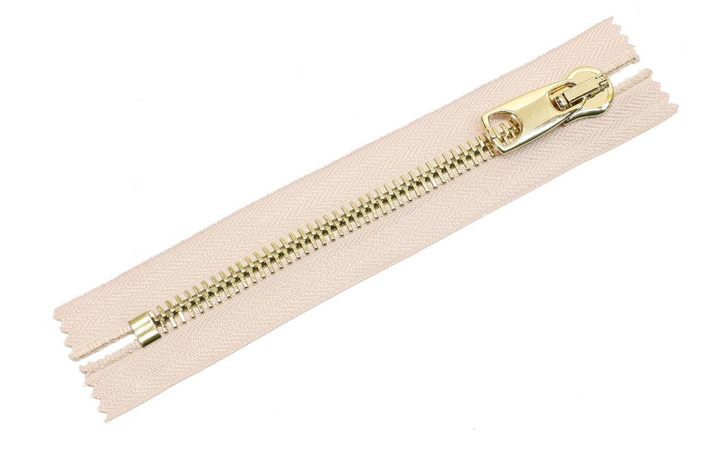 Молния металл Т12 (12 мм) 1 зам., н/раз., 18 см, св.золото, цв.D274 нуд, MaxZipper Premium, 1 шт /TOS/