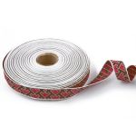 Лента (тесьма) жаккардовая 18.0 мм / 25 метров, рис.9699 белый-красный-коричневый, Gamma С3771Г17 рис.9699