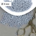 Бусины пластик (перламутр) ⌀4 мм, цв.A26 голубой, уп.50г (1500 шт), Magic4Hobby