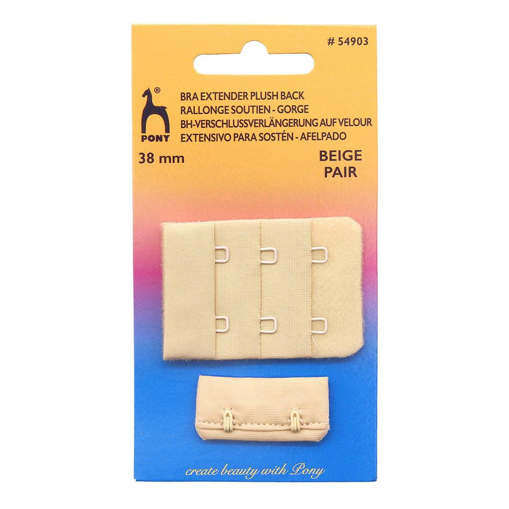 Застежки для бюстгальтера текстильные 3х2, 38 мм, бежевый, Pony