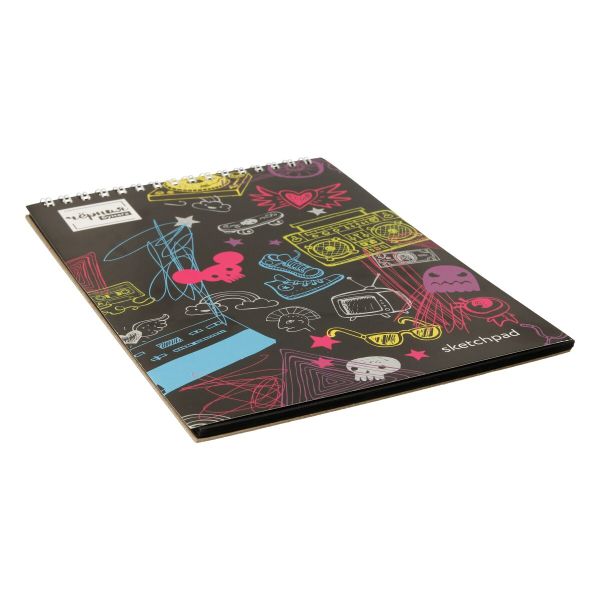 Скетчпад с черной бумагой 120 г/м², А5 14х20 см, на спирали 20 л, 02, Аква-колор