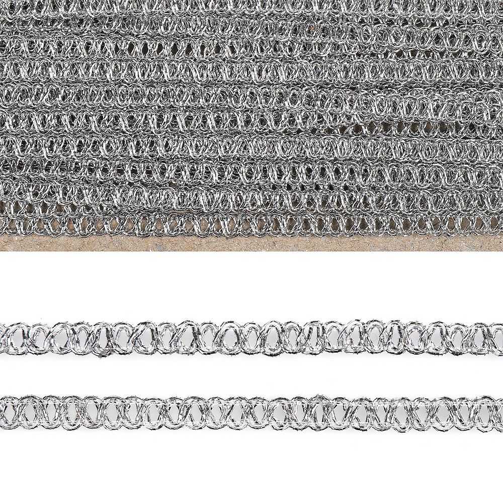 Тесьма отделочная 6 мм серебро, уп.25,13м