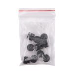 Фиксатор (зажим) для шнура металл 2 отв., 10.5х11.8 мм, ⌀3.7 мм, металл, P.Black (черная резина), MFR08, 10 шт