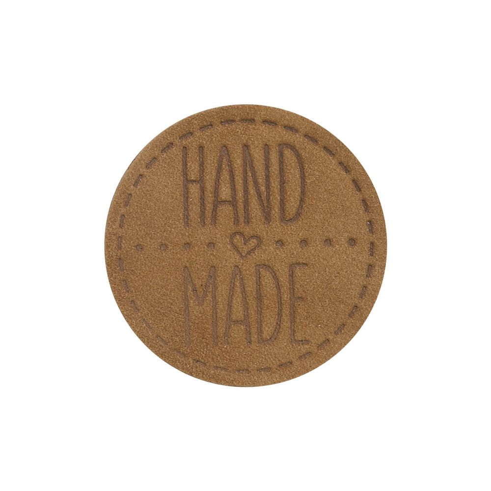 Термоаппликация из кожи Hand Made D4,5см, 100% кожа, 40 светло-коричневый, 5 шт